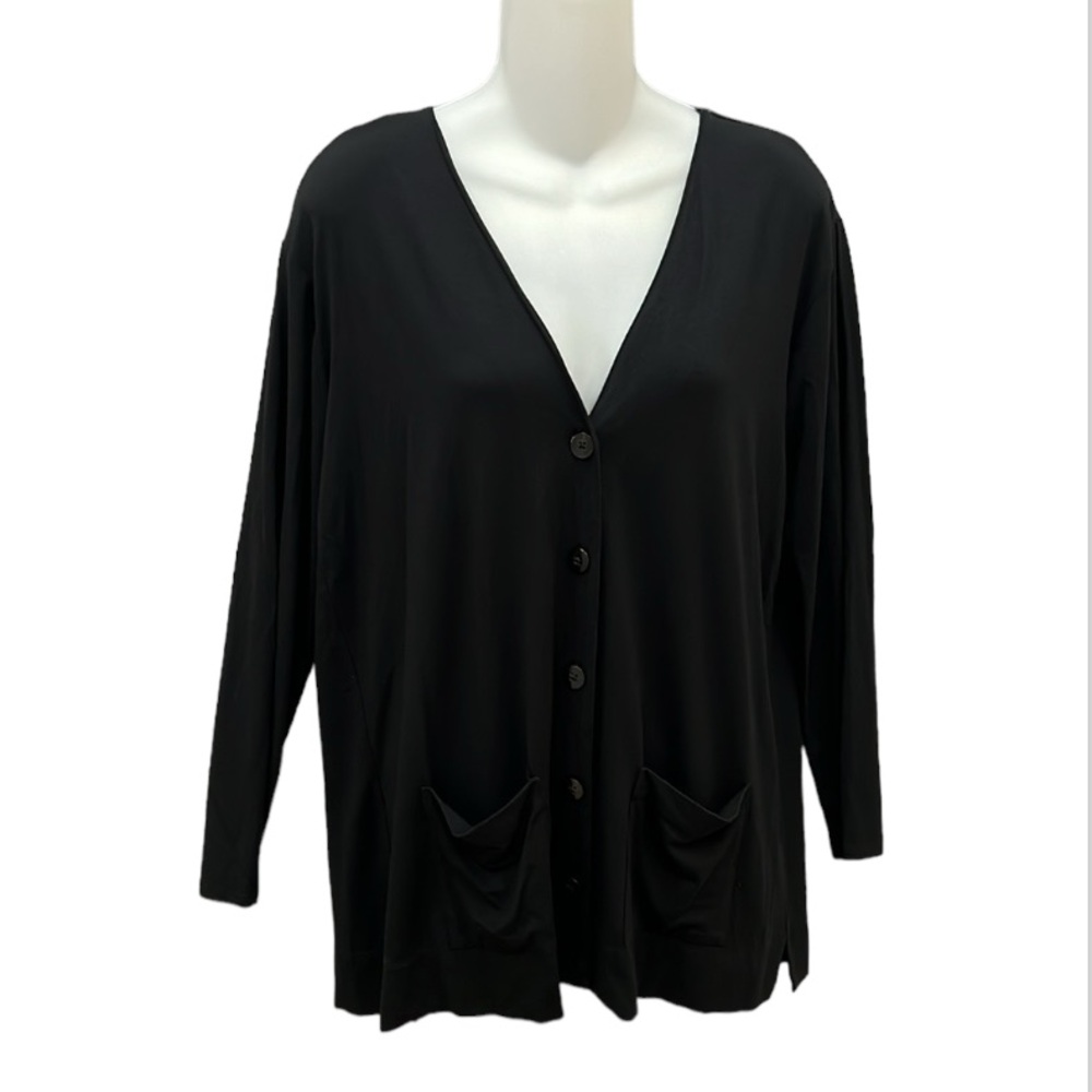 J Jill Wearever Collection Black Knit Lightweight Cardigan Size S Petite Travel